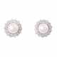 Pair of stud earrings with pearls and diamonds - фото 1