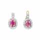 Pair of stud earrings with rubies and diamonds - фото 1