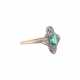 Art Deco ring with emerald and diamonds together ca. 0,1 ct, - Foto 1