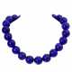 Lapis lazuli ball necklace with platinum diamond clasp add. ca. 1,3 ct, - Foto 1