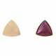 Earrings in triangle shape, one of them with rubelite cabochon, - фото 1