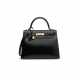 A BLACK CALF BOX LEATHER SELLIER KELLY 28 WITH GOLD HARDWARE - photo 1