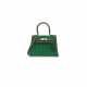 A RARE, MALACHITE PLEATED SATIN & VERT FONC&#201; VEAU DOBLIS LEATHER MINI KELLY 20 WITH GOLD HARDWARE - фото 1