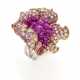 Round diamond and pink sapphire flo… - фото 1