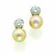 Gold pearl and round diamond earrin… - Foto 1