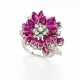 Navette ruby and diamond white gold… - фото 1