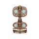AN EXTREMELY RARE ENAMELLED AND GILT-DECORATED SIMULATED `GOLD AND TURQUOISE-INLAID BRONZE` HAT STAND - фото 1