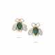 PAIR OF EMERALD AND DIAMOND BEE BROOCHES - photo 1