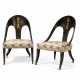 A PAIR OF REGENCY BRASS-MOUNTED EBONISED SPOON-BACK CHAIRS - фото 1