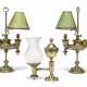 A PAIR OF GERMAN GILT-BRASS ADJUSTABLE OIL LAMPS - фото 1