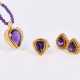 Amethyst Diamond Set: Ring, Earclips and Necklace - фото 1