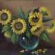 Hofman, H. - Sonnenblumen in Glasvase, Öl auf L - photo 1