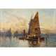 LUBICH, FERNAND (XIX-XX) "Sailors in the Venice Lagoon at Dusk". - photo 1