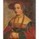 PAINTER and copyist 19th century, "Lady with red hat and Renaissance robe", - photo 1