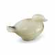 AN ARCHAISTIC GREENISH-WHITE AND RUSSET JADE DUCK-FORM BOX AND COVER - photo 1