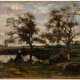 Théodore ROUSSEAU (1812-1867), zugeschrieben, Französische Landschaft mit Frau am Teich, möglicherwe - photo 1