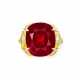 THE MYTHIC RUBY
A MAGNIFICENT RUBY AND COLOURED DIAMOND RING - photo 1