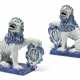 A PAIR OF DUTCH DELFT BLUE AND WHITE ARMORIAL MODELS OF LIONS - photo 1