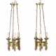 A PAIR OF GOTHIC REVIVAL BRASS THREE-LIGHT HANGING LANTERNS - Foto 1