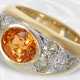 Ring: sehr solide gefertigter Goldschmiedering mit Altschliffdiamanten und großem Mandarin-Granat, ca. 1,9ct Diamanten - photo 1