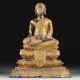 EINE VERGOLDETE SITZENDE FIGUR VON BUDDHA AUS BRONZE - photo 1