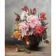 ROUGERON, J. (französ. Künstler/in 2. Hälfte 20. Jahrhundert ), "Pfingstrosen und Tulpen in brauner Keramikvase", - photo 1