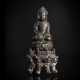 Ungewöhnliche Bronze des Buddha Shakyamuni auf einem Thron - photo 1