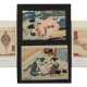 Zwei Buchseiten (Utagawa Kunisada) aus einem Shunga-Album und zwei Doppelbuchseiten mit erotischen Darstellungen - фото 1