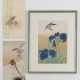 Ohara Koson (1877-1945); Drei Fabrholzschnitte, Paar Spatzen im Bambus, Paar Fasane im Schnee u. Eisvogel über blühenden Iris - фото 1
