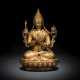 Feuervergoldete Bronze des Tsongkhapa auf einem Lotus - photo 1