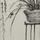 Wu Chengyan (1898-1968): Tuschmalerei auf Papier mit Orchideen im Topf auf Beistelltisch - Foto 1