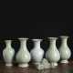 Fünf Seladon-Krakelee-Vasen und eine Pinselablage - Foto 1