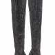 A PAIR OF BLACK SEQUINNED STRETCH THIGH HIGH HIGH HEELED BOOTS - фото 1