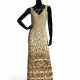 A CREAM PONGEE SILK EVENING DRESS WITH WHITE AND GOLD SEQUIN AND BEAD DETAILS - Foto 1