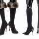 TWO PAIRS OF BLACK STRETCH HIGH HEEL BOOTS - photo 1