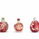 THREE RED OVERLAY GLASS 'CHILONG' SNUFF BOTTLES - фото 1