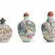 THREE FAMILLE ROSE 'FIGURAL' SNUFF BOTTLES - фото 1