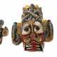 Drei Wandmasken Sri Lanka, Holz geschnitzt und farbig g - photo 1