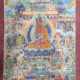 Thangka eines Medizinbuddhas Tibet/Nepal, Gouache/Misch - Foto 1