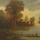 Maler des 19. Jh. ''Seelandschaft'' mit Bäumen und eine - Foto 1