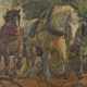 Maler des 19./20. Jh. ''Bauer mit Pferden'' auf dem Weg - Foto 1