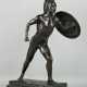 Bronze eines römischen Gladiators auf Marmorsockel, männlicher Akt, Krieger - Foto 1