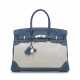 A LIMITED EDITION BLEU DE PRUSSE SWIFT LEATHER & TOILE GHILLIES BIRKIN 35 WITH PALLADIUM HARDWARE - фото 1