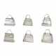 A GROUP OF SIX SILVER PILL BOXES IN THE SHAPE OF BAGS - фото 1