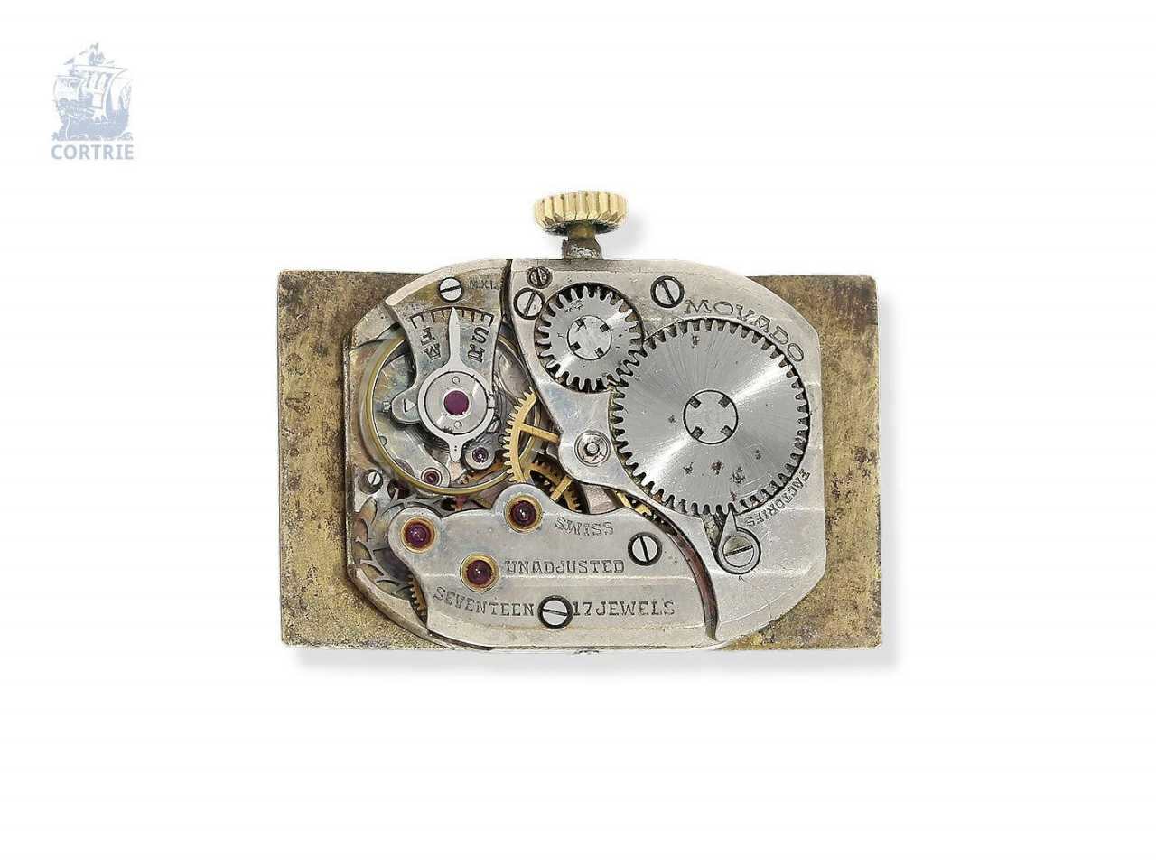 Armbanduhr: seltene, große, rechteckige Herrenuhr aus den 40er Jahren