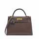 A MARRON FONCÉ OSTRICH SELLIER KELLY 32 WITH GOLD HARDWARE - photo 1