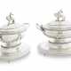 A PAIR OF GEORGE III SILVER SOUP TUREENS, COVERS, LINERS AND STANDS - фото 1