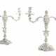 A PAIR OF GEORGE II SILVER CANDLESTICKS WITH GEORGE III BRANCHES EN SUITE - фото 1