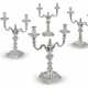 A SET OF FOUR GEORGE II SILVER TWO-LIGHT CANDELABRA - фото 1