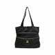 A BLACK QUILTED NYLON TOTE BAG WITH GOLD HARDWARE - фото 1
